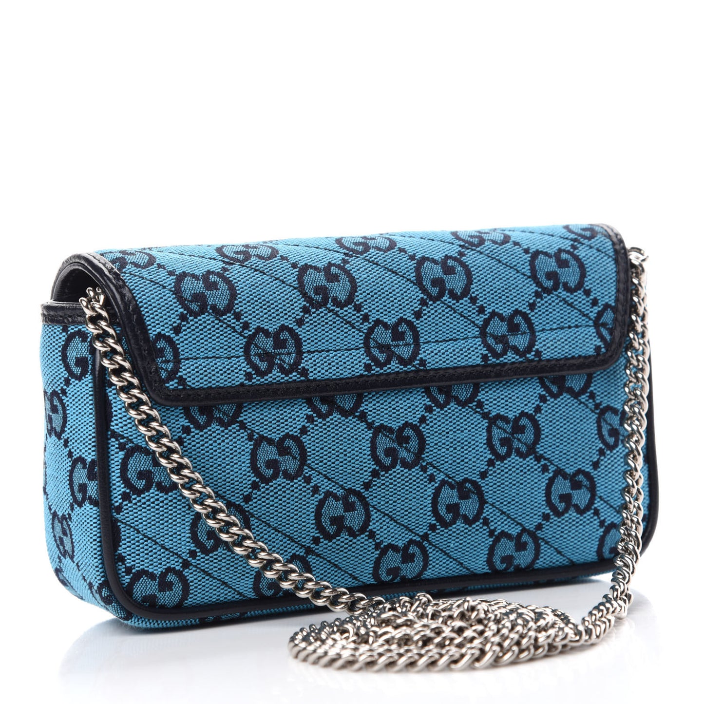 Monogram Multicolor Matelasse Diagonal Super Mini GG Marmont Shoulder Bag Light Blue
