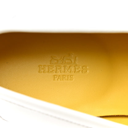 Hermes Calfskin Womens Paris Loafers 38.5 White Bois De Santal 7 of 9