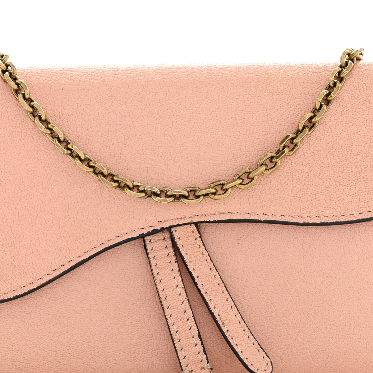 Goatskin Saddle Long Wallet With Chain Rose Des Vent