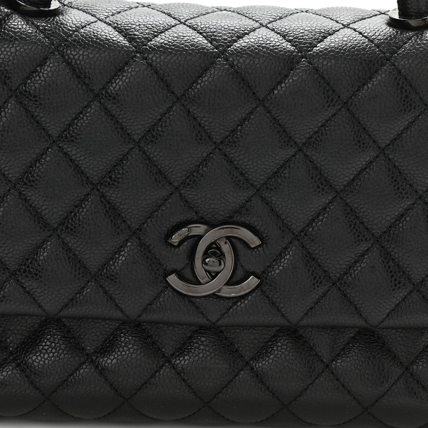 Caviar Quilted Small Coco Handle Flap So Black