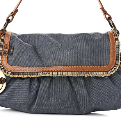 Fendi Denim Small Media Jeans Chef Shoulder Bag Blue Cuoio 7 of 10