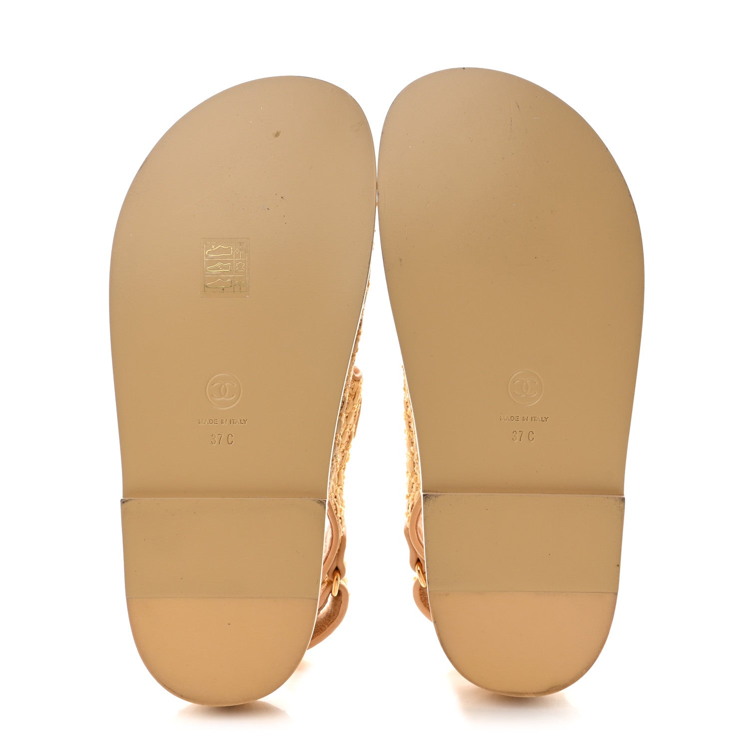 Chanel Braided Fabric Velcro Dad Sandals 37 Beige 5 of 10