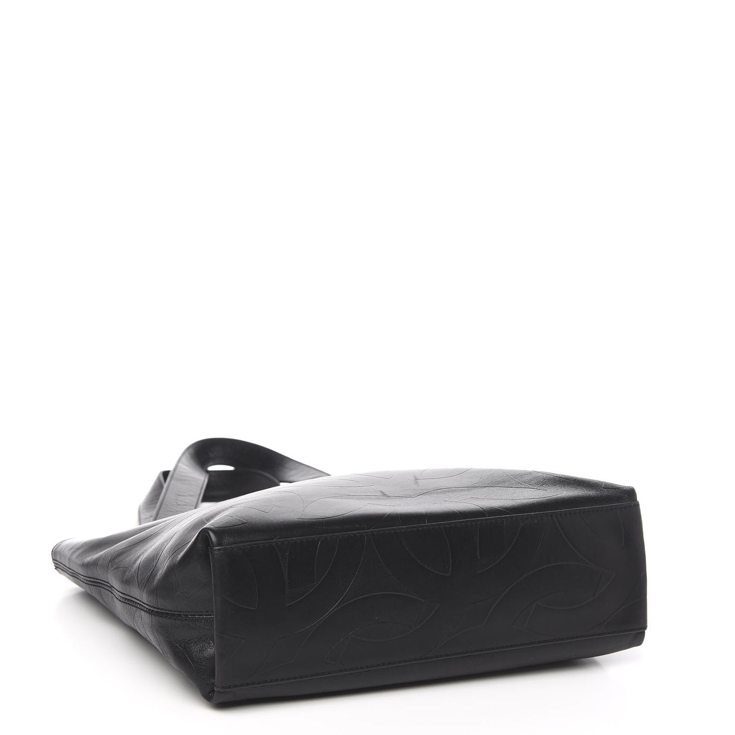 Calfskin Embossed CC Shoulder Bag Black