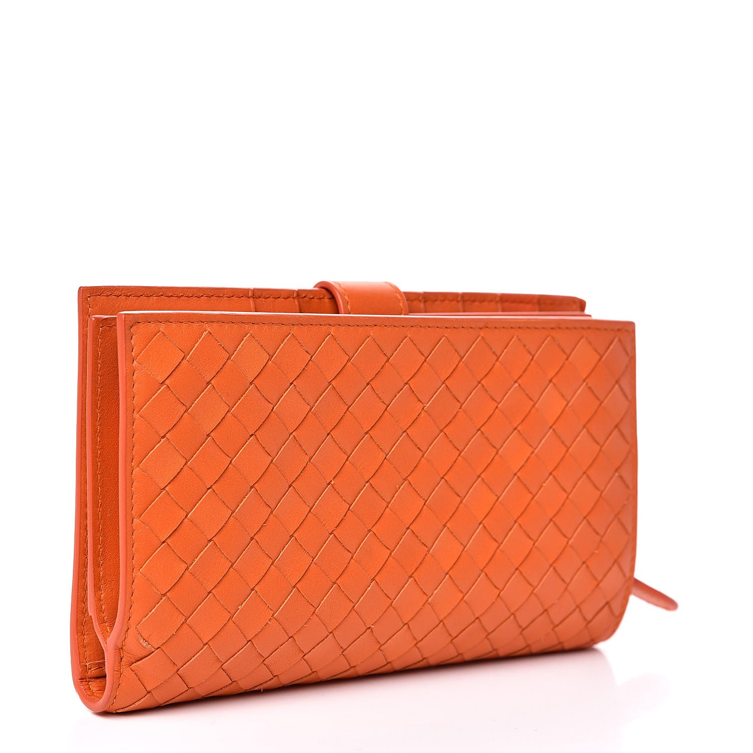 Bottega Veneta Nappa Intrecciato Continental Snap Wallet Tangerine 3 of 7