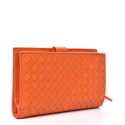 Bottega Veneta Nappa Intrecciato Continental Snap Wallet Tangerine 3 of 7