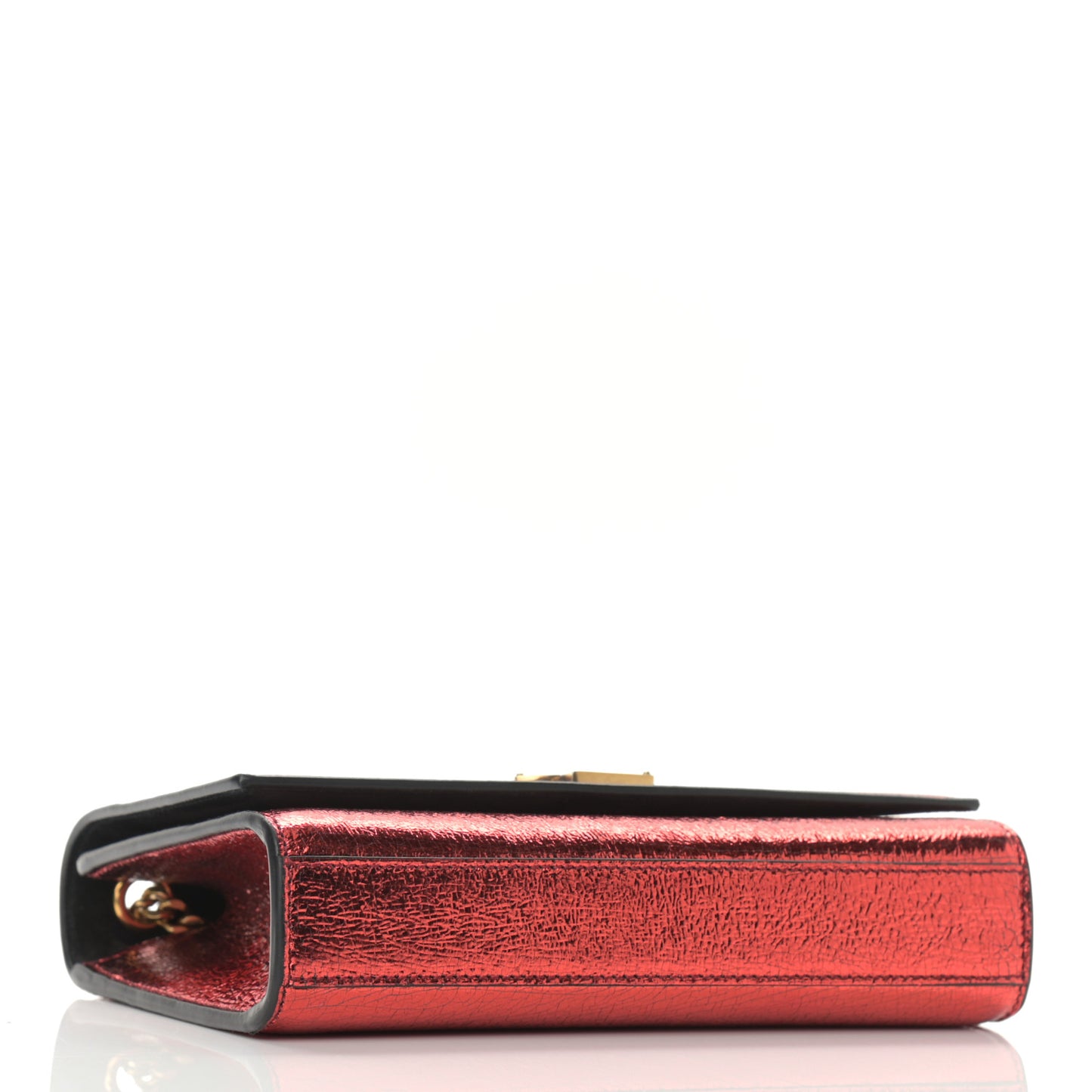 Metallic Calfskin Small Classic Monogram Kate Satchel Red