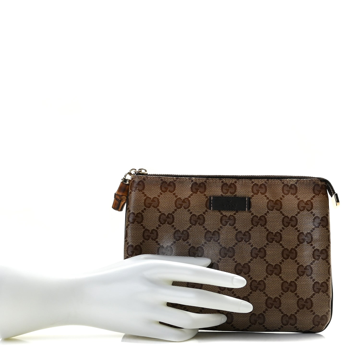 Gucci Crystal Monogram Pouch Dark Brown 2 of 8