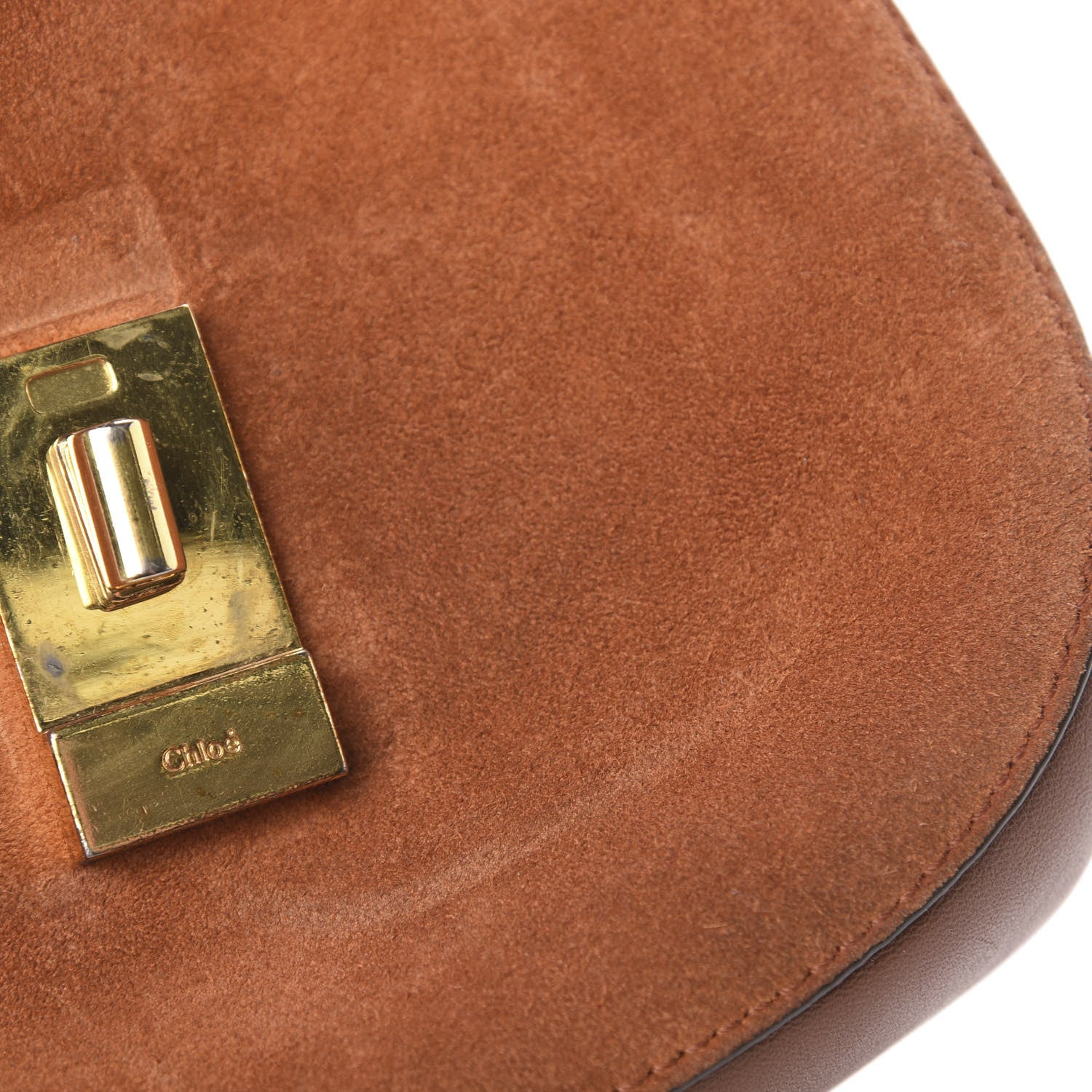 Chloe Suede Smooth Calfskin Drew Shoulder Bag Tobacco 11 of 13
