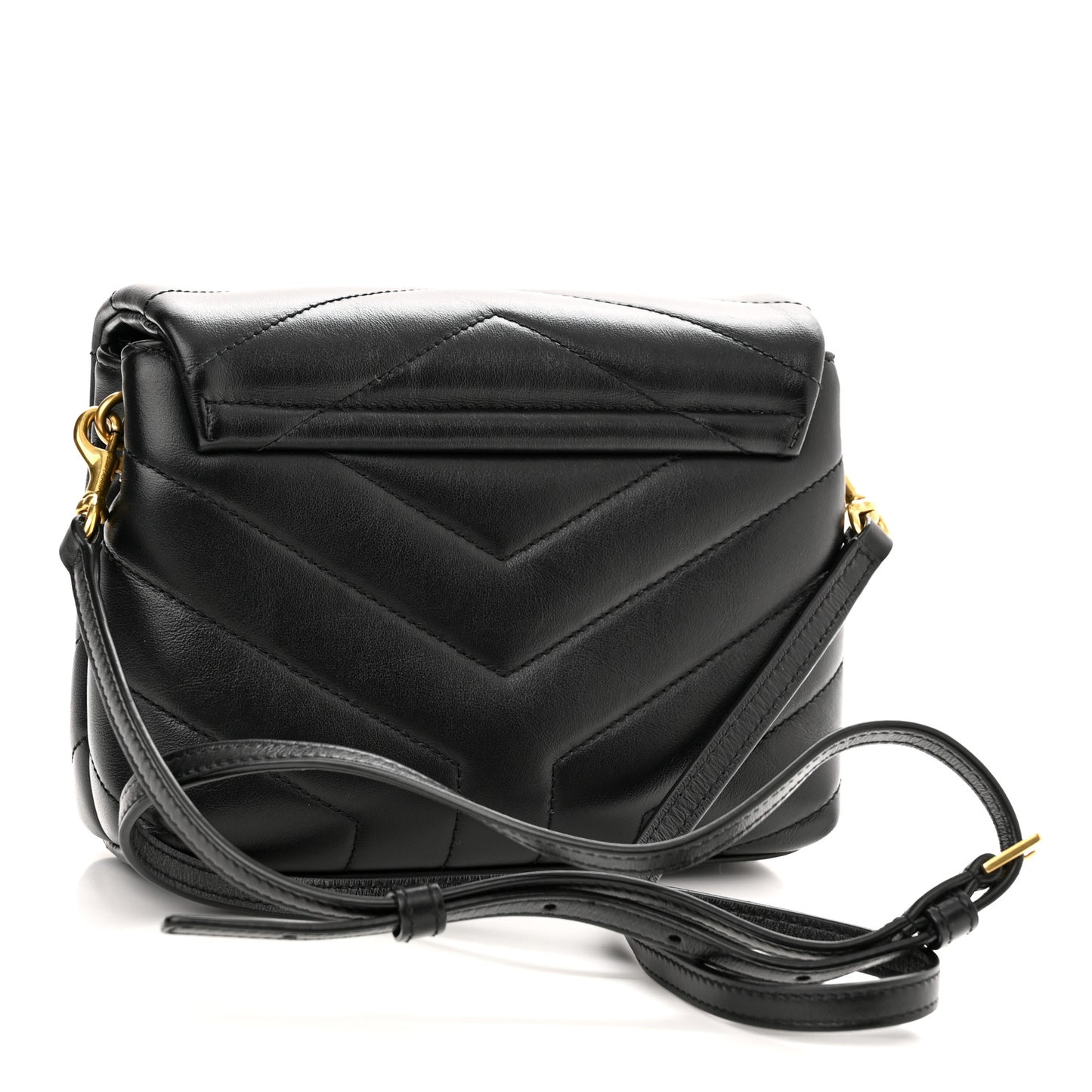Calfskin Y Quilted Monogram Toy Loulou Crossbody Bag Black