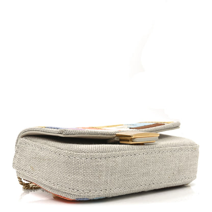 Fendi Kuban Canvas FF Embroidered Nano Baguette Charm Grezzo Multicolor 7 of 17