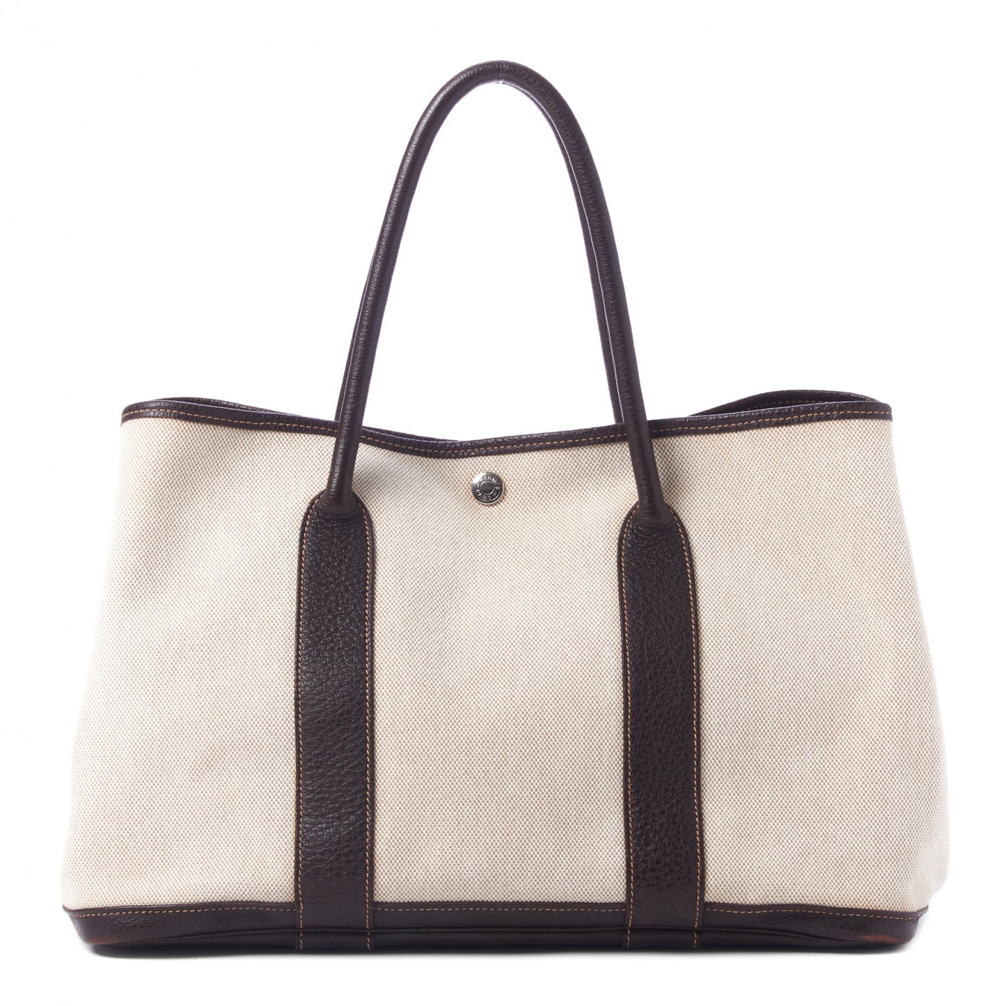 Toile Buffle Gala Garden Party Tote 36 MM Marron Fonce