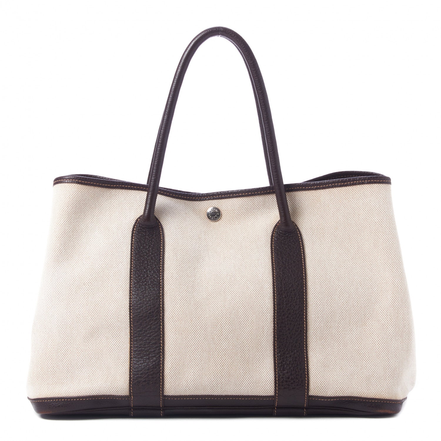 Hermes Toile Buffle Gala Garden Party Tote 36 MM Marron Fonce 1 of 8