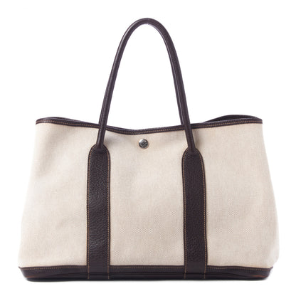 Hermes Toile Buffle Gala Garden Party Tote 36 MM Marron Fonce 1 of 8