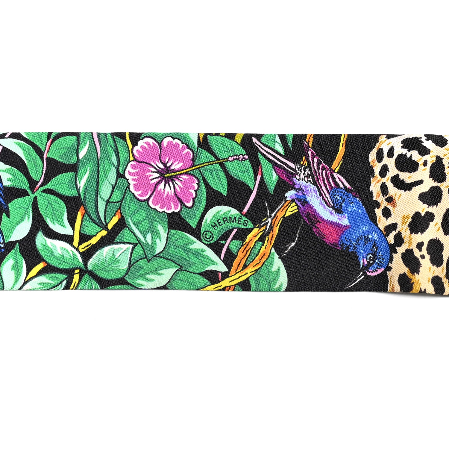 Hermes Silk Jungle Love Love Twilly Black Vert Rose Vif 3 of 4
