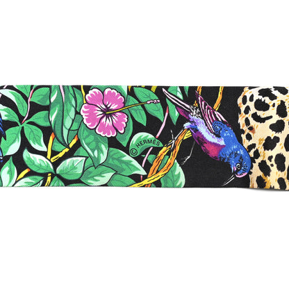 Hermes Silk Jungle Love Love Twilly Black Vert Rose Vif 3 of 4