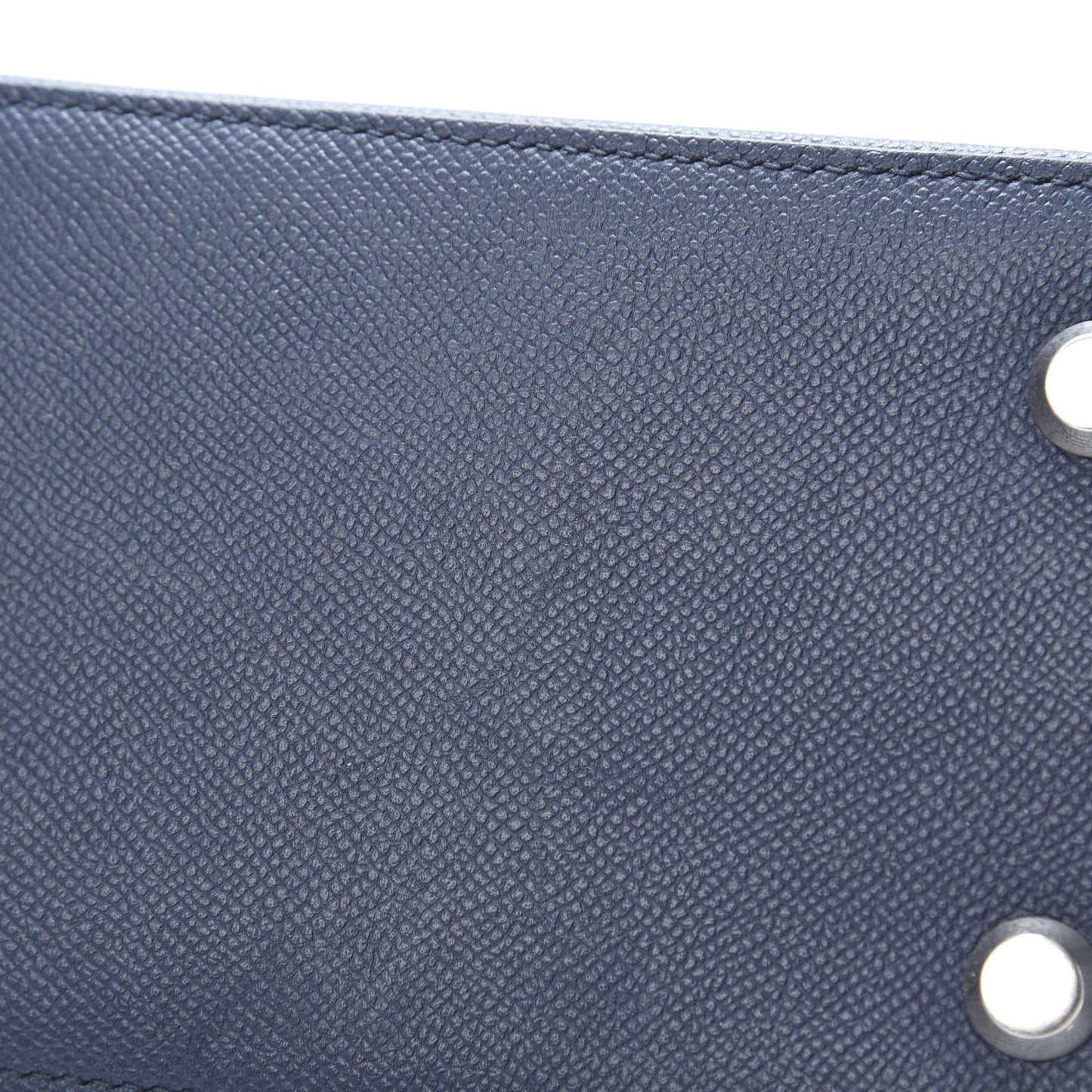 Signature Grained Calfskin Logo S Ville Top Handle Bag Bleu Canopee White