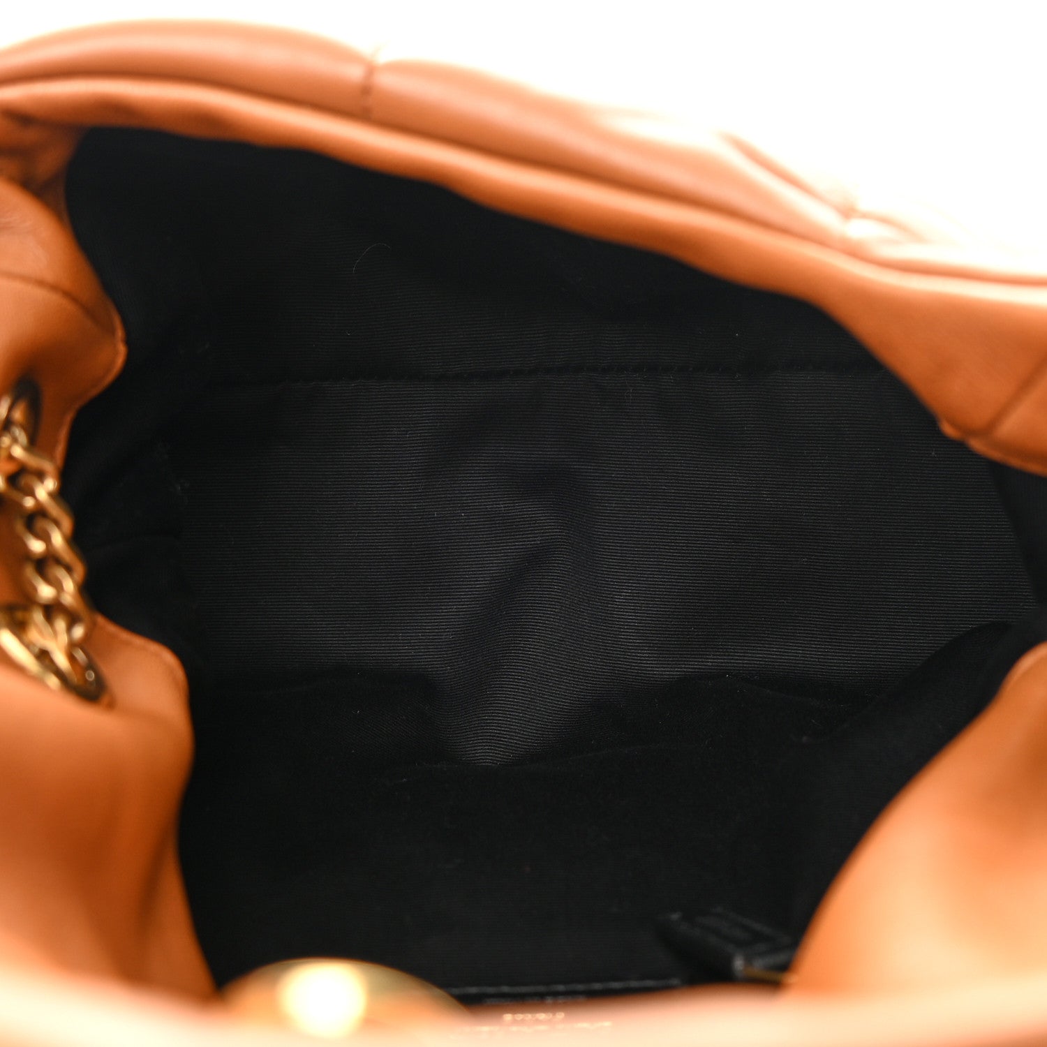 Saint Laurent Lambskin Quilted Small Loulou Puffer Monogram Chain Satchel Dark Honey 5 of 16