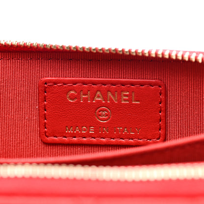 Chanel Lambskin Quilted Camellia Zip Coin Purse Red 6 of 8