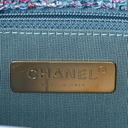 Chanel Tweed Quilted Medium Chanel 19 Flap Blue Multicolor 6 of 8