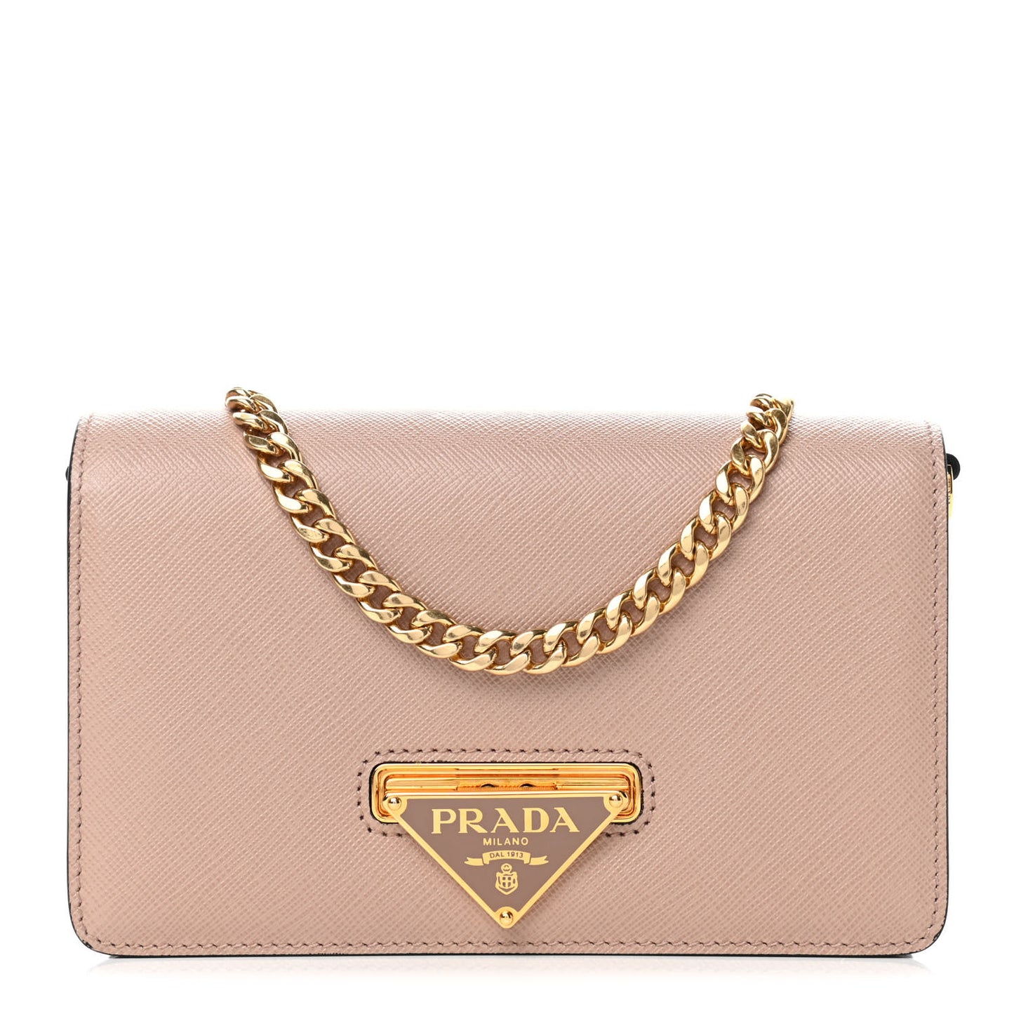 Saffiano Bandoliera Flip Lock Chain Crossbody Bag Cipria