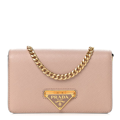 Prada Saffiano Bandoliera Flip Lock Chain Crossbody Bag Cipria 1 of 4