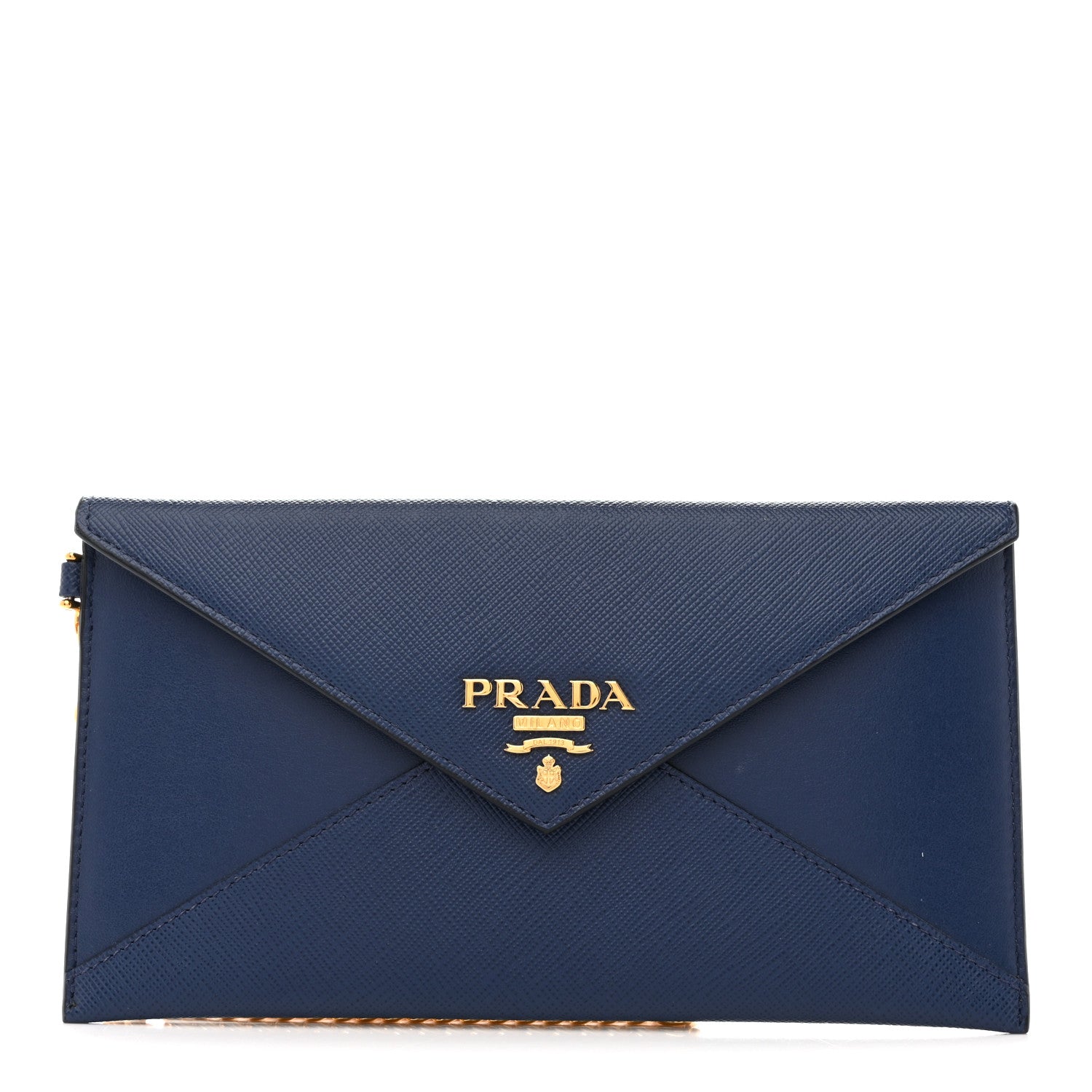 Prada Saffiano City Calf Clutch With Chain Bluette 1 of 7