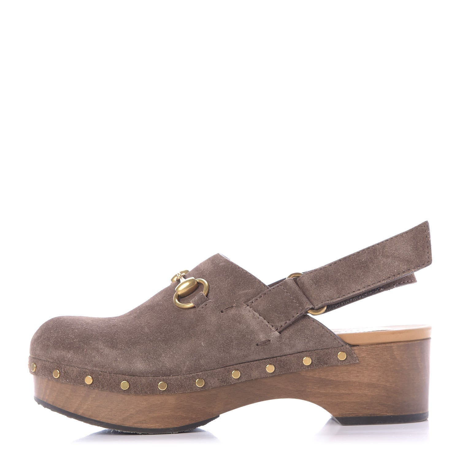Gucci Suede Horsebit Amstel Slingback Clogs 36 Taupe 1 of 11