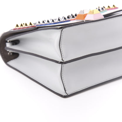 Fendi Vitello Liberty Fun Fair Metal Studded Small Kan I Shoulder Bag Grigio Perla Multicolor 6 of 10