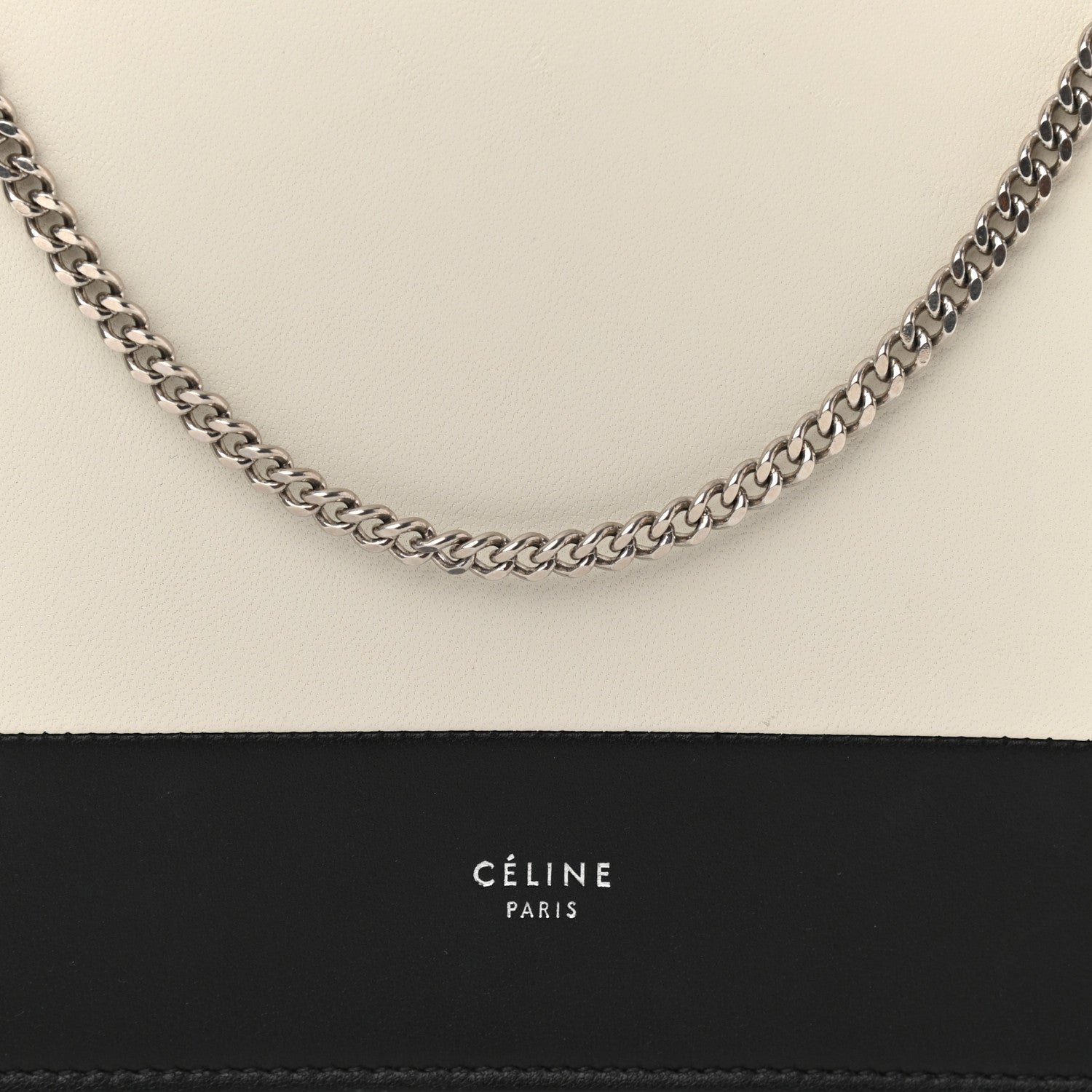 Celine Smooth Lambskin Frame Evening Chain Clutch Black White 8 of 10