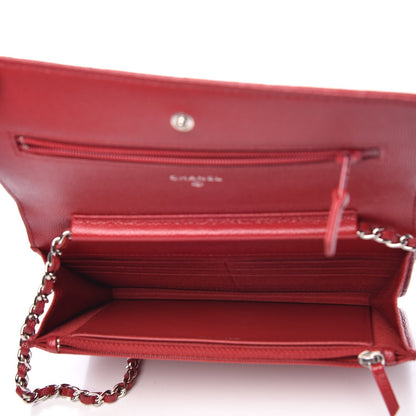 Chanel Caviar Quilted Wallet on Chain WOC Red 5 of 11