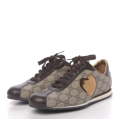 Gucci GG Supreme Monogram Heart Low Top Sneakers 37.5 Brown 3 of 8