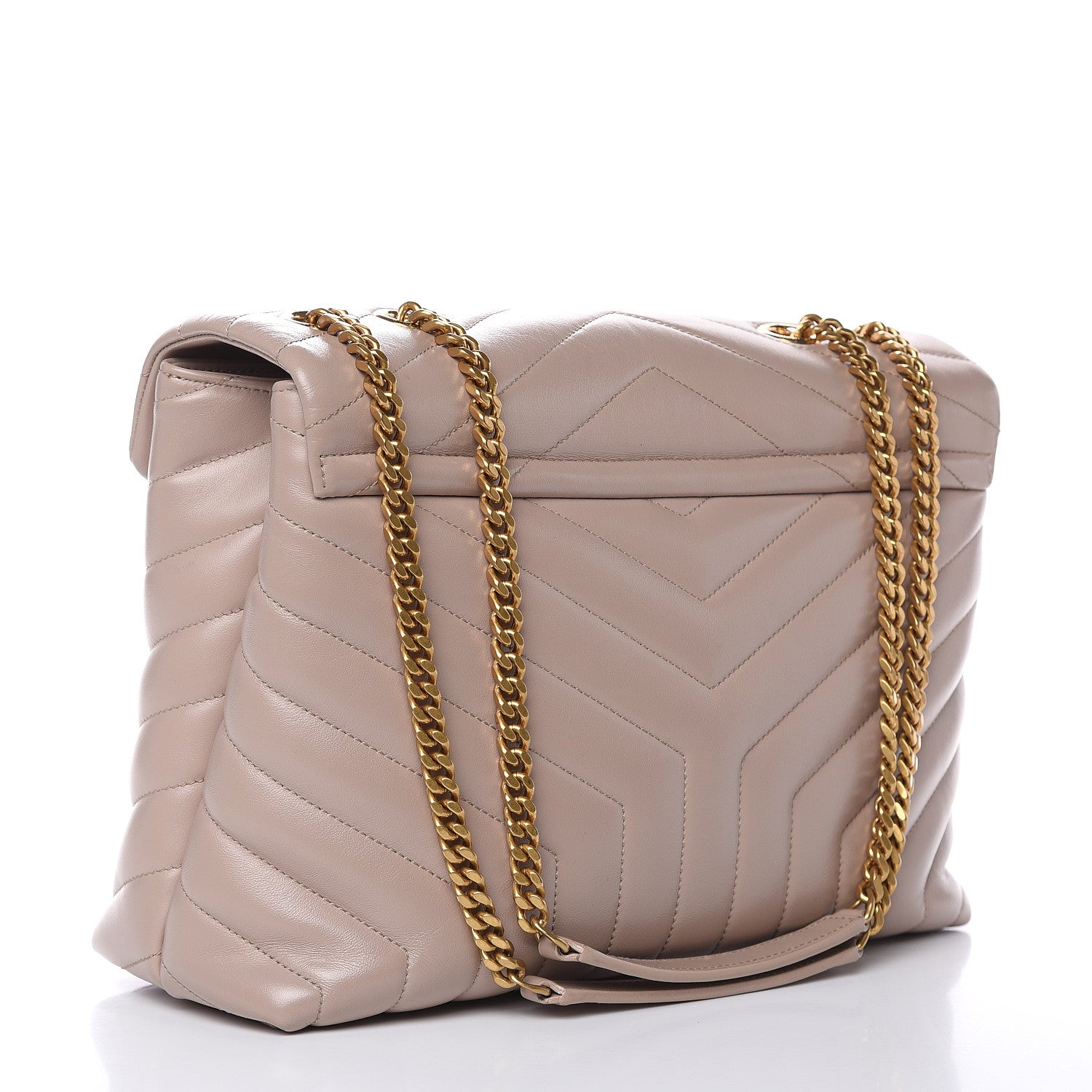 Saint Laurent Calfskin Y Quilted Monogram Medium Loulou Chain Satchel Light Natural 3 of 11