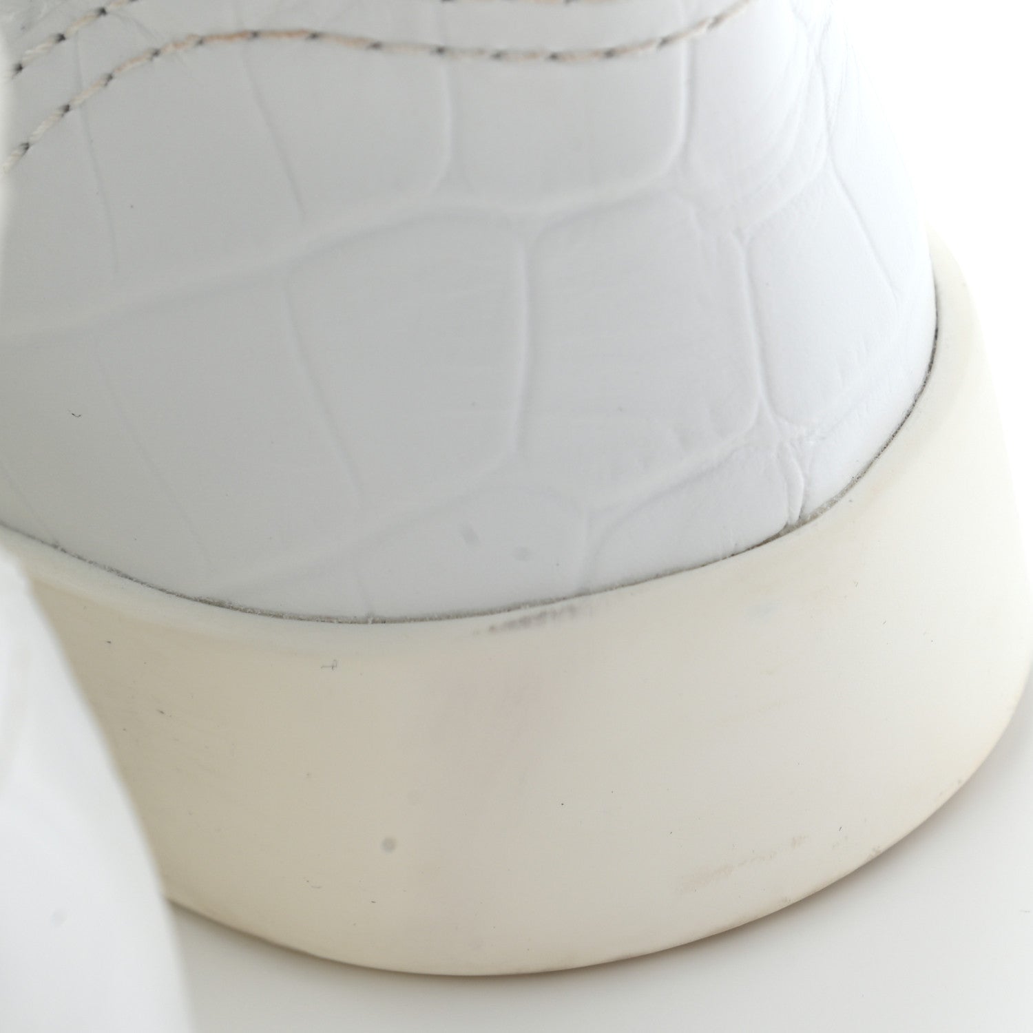 Chanel Calfskin Crocodile Embossed Cocodile High Top Sneakers 38 White 15 of 15