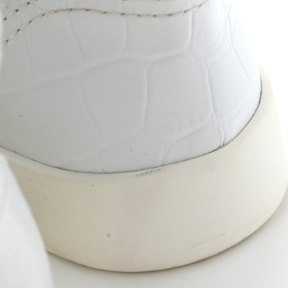 Chanel Calfskin Crocodile Embossed Cocodile High Top Sneakers 38 White 15 of 15