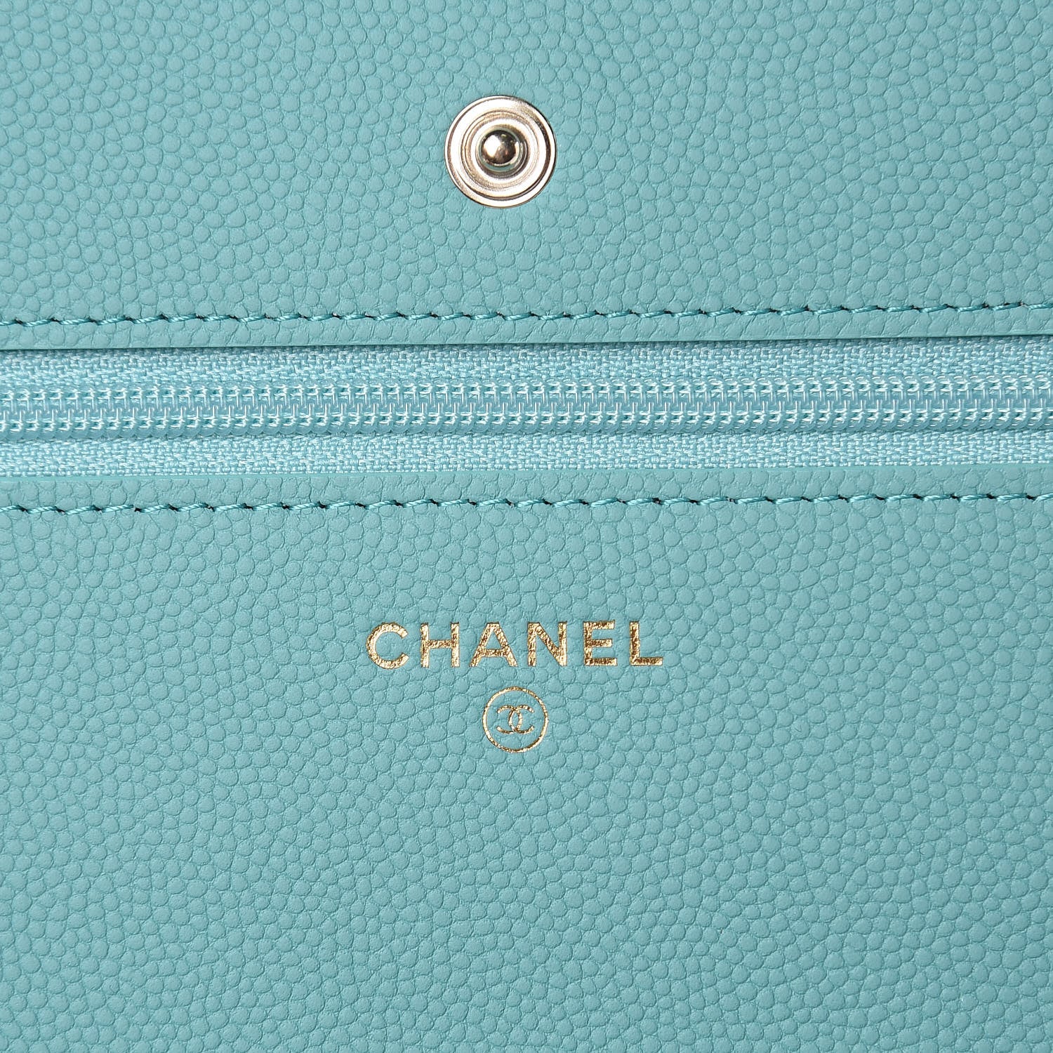 Chanel Caviar Chevron Quilted Wallet On Chain WOC Green 6 of 11