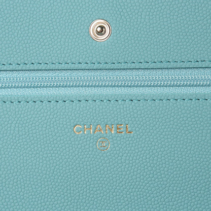 Chanel Caviar Chevron Quilted Wallet On Chain WOC Green 6 of 11