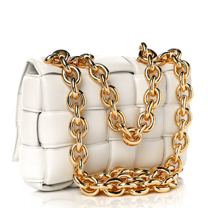 Bottega Veneta Lambskin Maxi Intreccio Padded Chain Cassette Crossbody Bag White 3 of 9