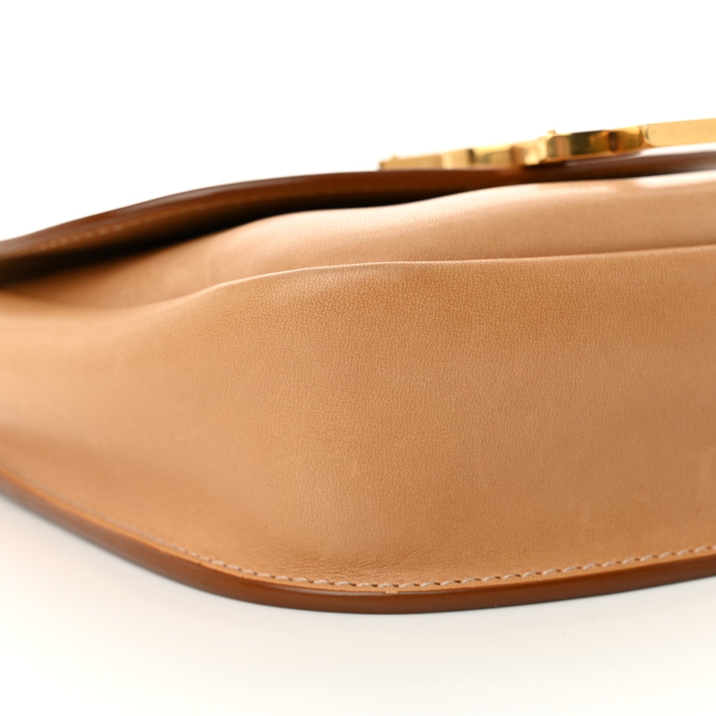 Smooth Vintage Calfskin Small Kaia Satchel Brown Gold