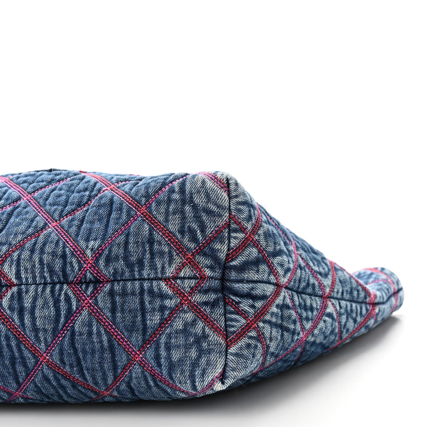 Denim Stitched Coco Beach Shopping Tote Blue