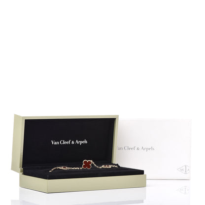Van Cleef & Arpels 18K Yellow Gold Carnelian 5 Motifs Vintage Alhambra Bracelet 8 of 8