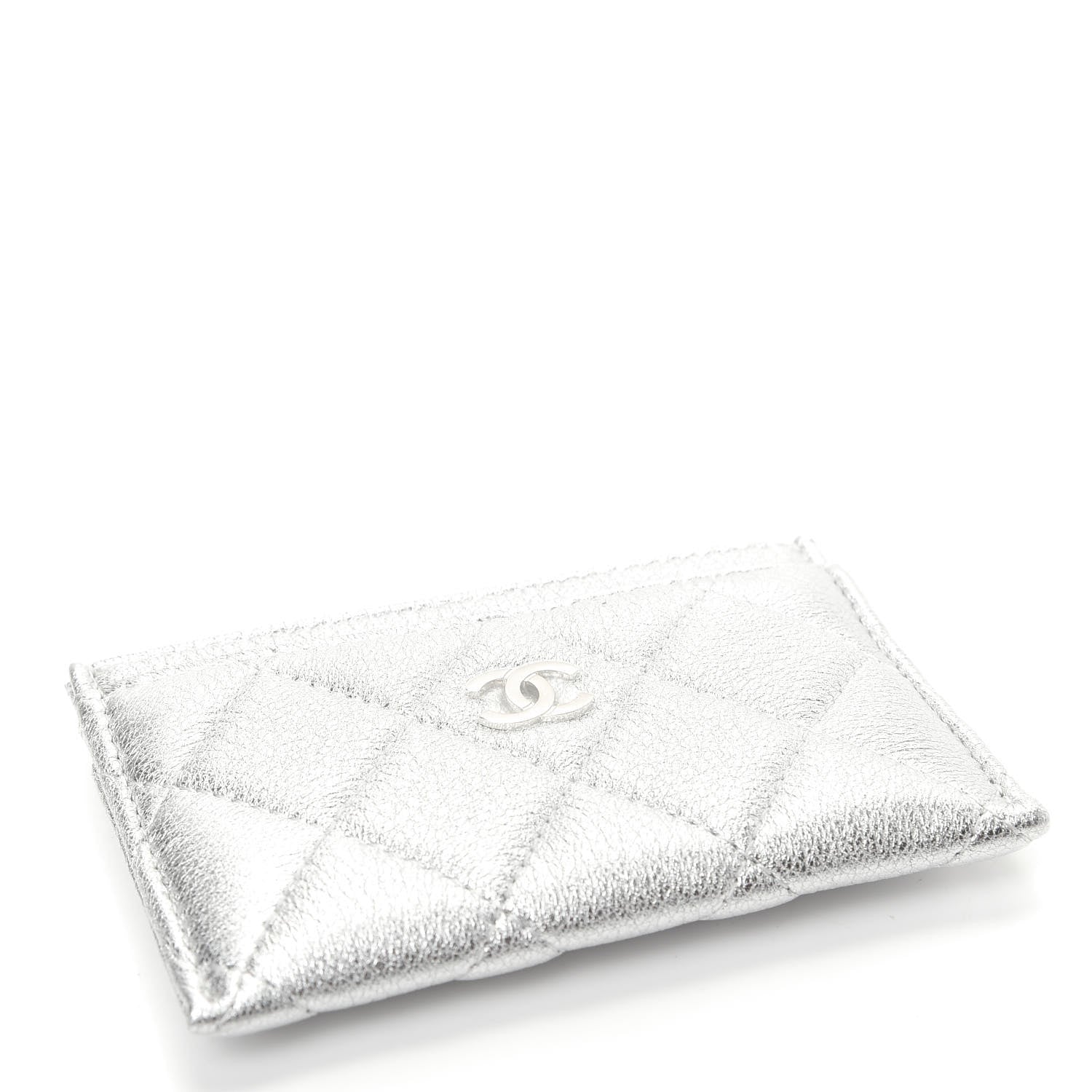 Chanel Metallic Lambskin Quilted Card Holder Silver 4 of 8