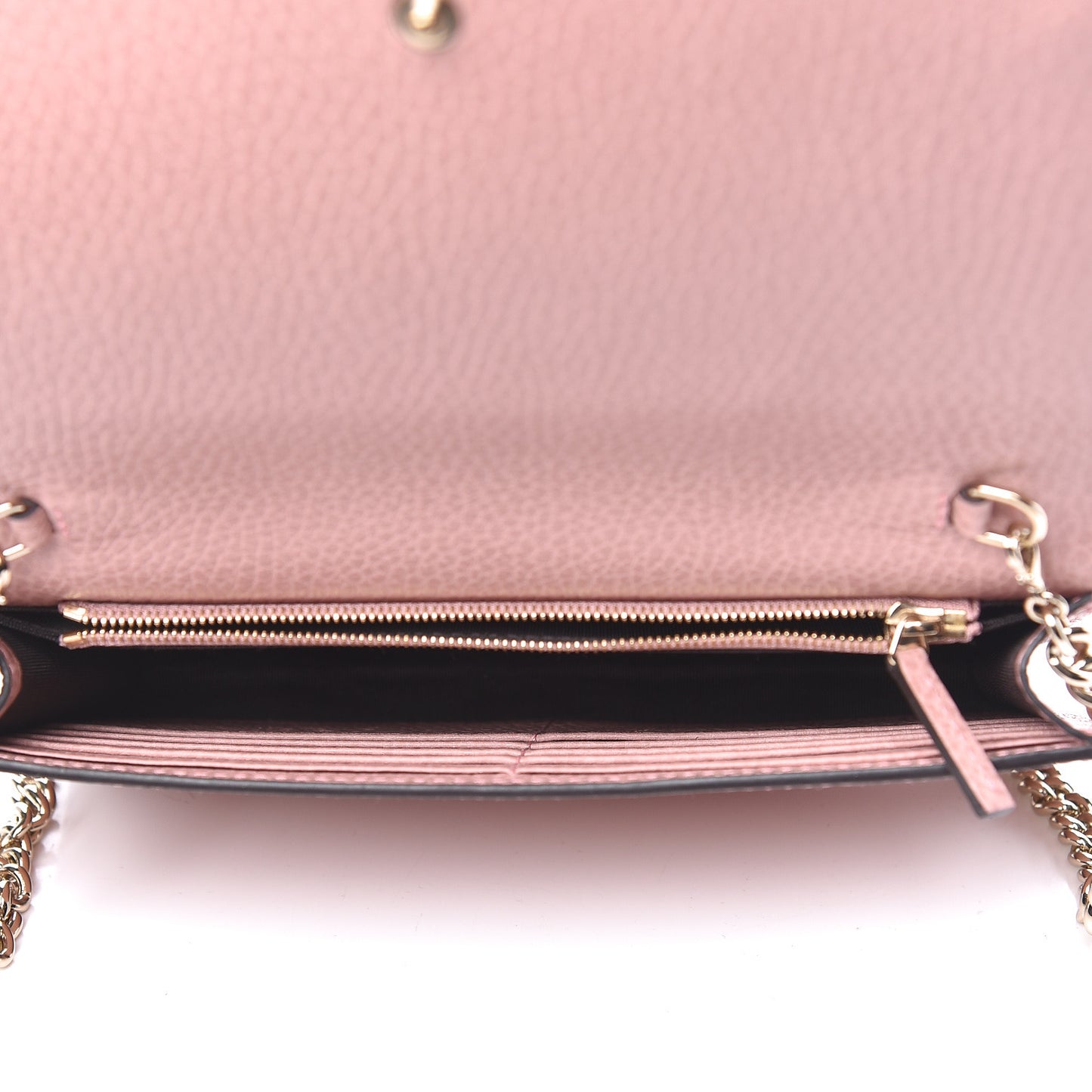 Dollar Calfskin Medium Betty Chain Wallet Soft Pink