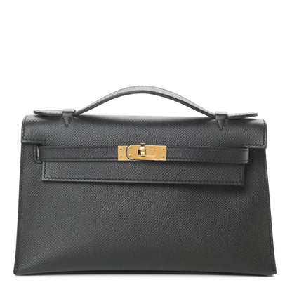 Hermes Epsom Kelly Pochette Clutch Black 1 of 10