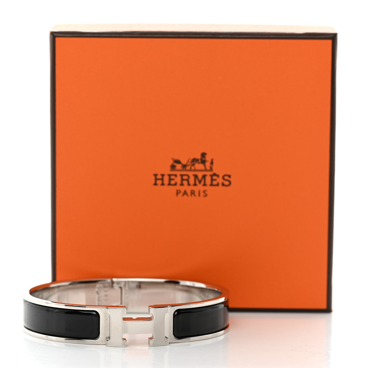 Enamel Narrow Clic Clac H Bracelet PM Black