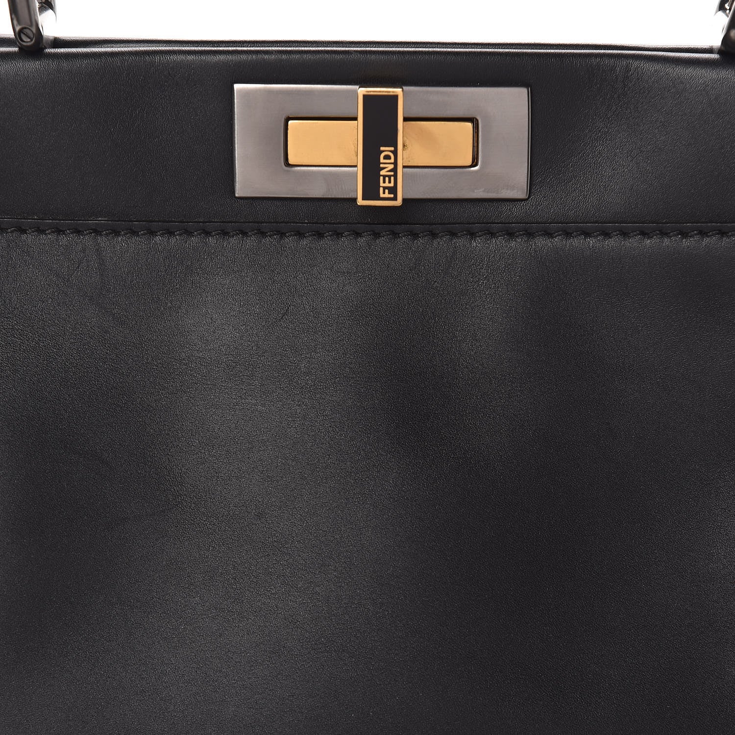 Fendi Vitello Suede Medium Peekaboo Iconic Satchel Black 10 of 19
