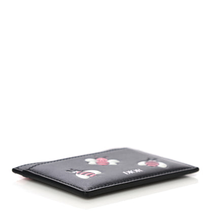 Christian Dior x KAWS Calfskin Bee Card Holder Pink Black 4 of 12