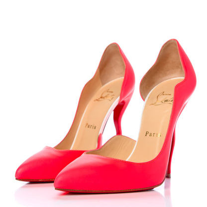 Christian Louboutin Fluo Mat Jazz Calfskin Dalida 120 Pumps 37 Orange White 3 of 16