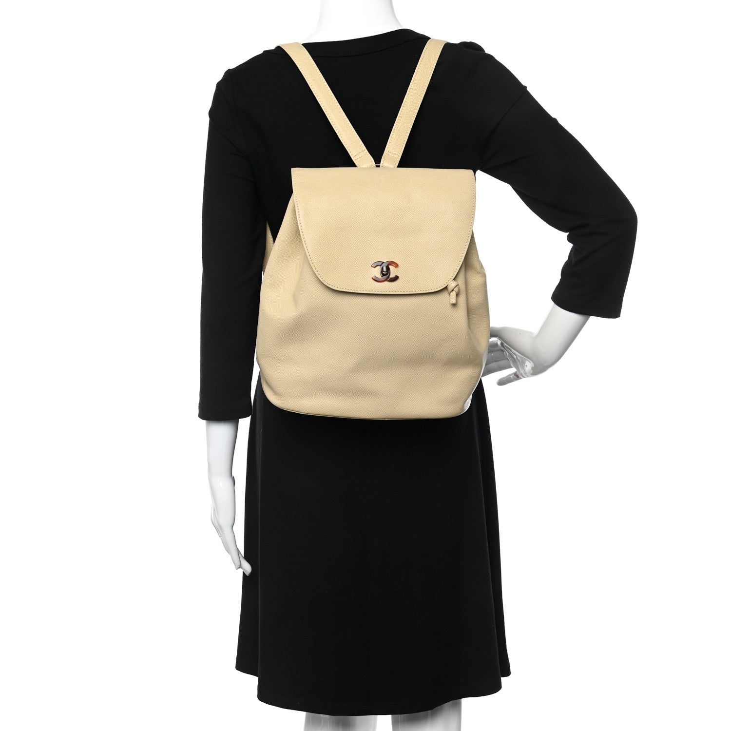 Chanel Caviar Tortoise CC Backpack Beige 2 of 19