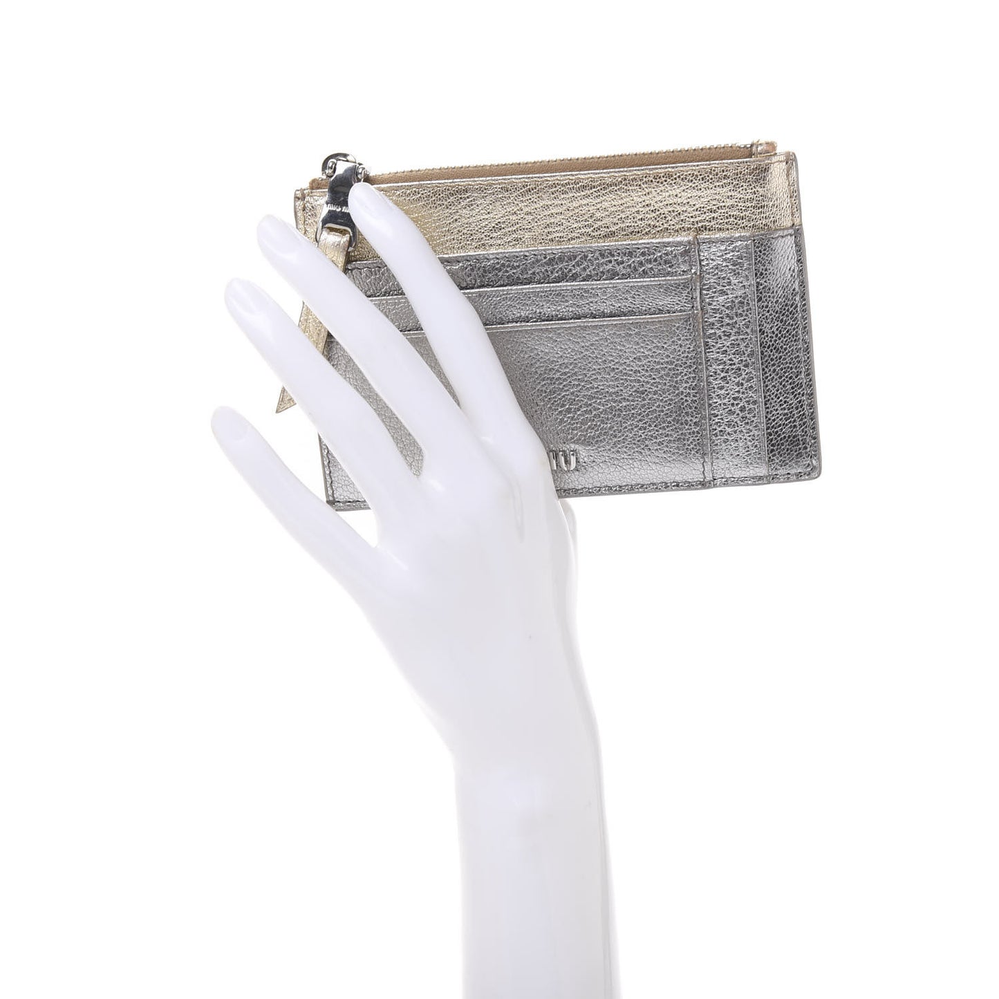 Metallic Madras Colour Zip Card Case Chrome Gold