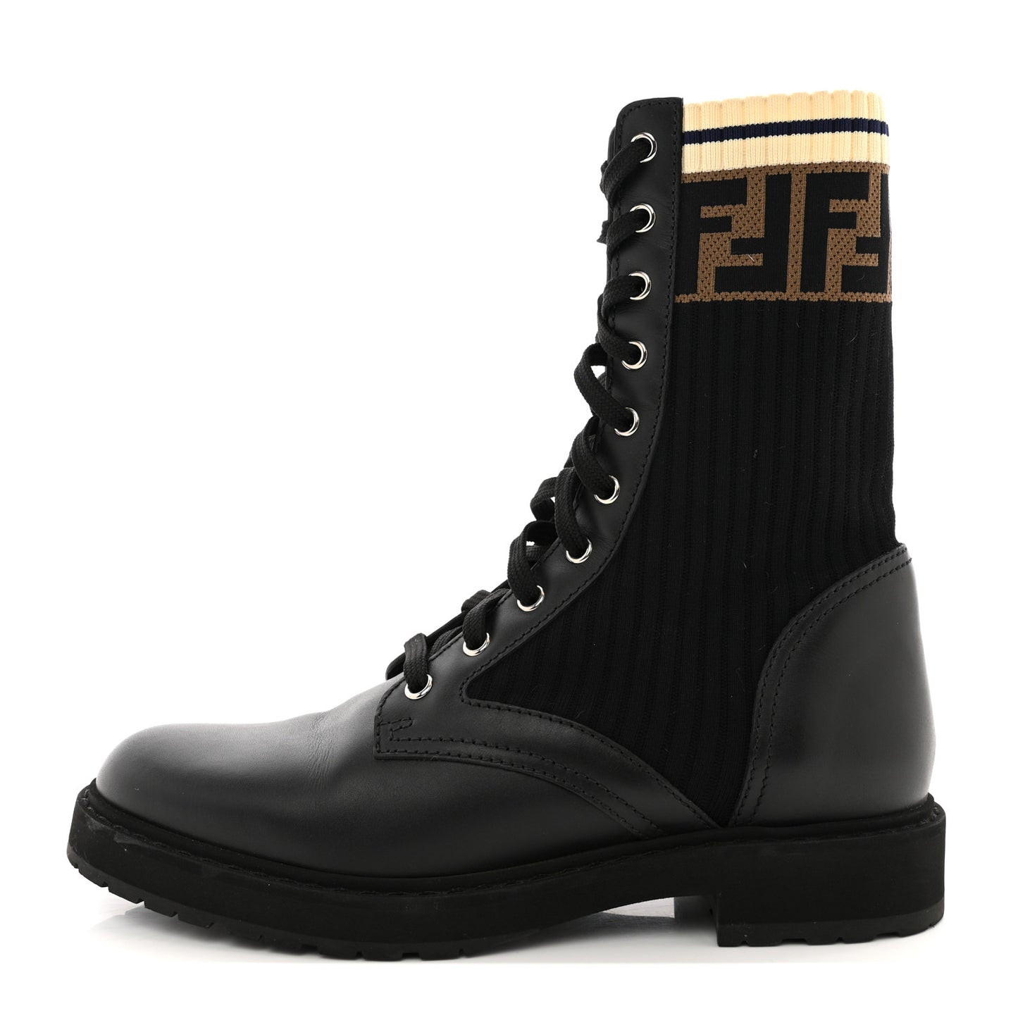 Calfskin Stretch Fabric Rockoko Biker Boots 39 Tobacco Black Marino